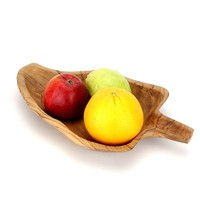 Wuona Objects Teakholz Schale Blattform - 35 Cm - Holz Massiv Glatt Dekoschale