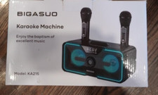 BIGASUO Karaoke Machine for Adults Kids with 2 UHF Wireless Microphones