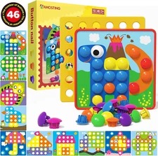AMOSTING Color Matching Mosaic Pegboard – Sensory Early Learning Kids Activity