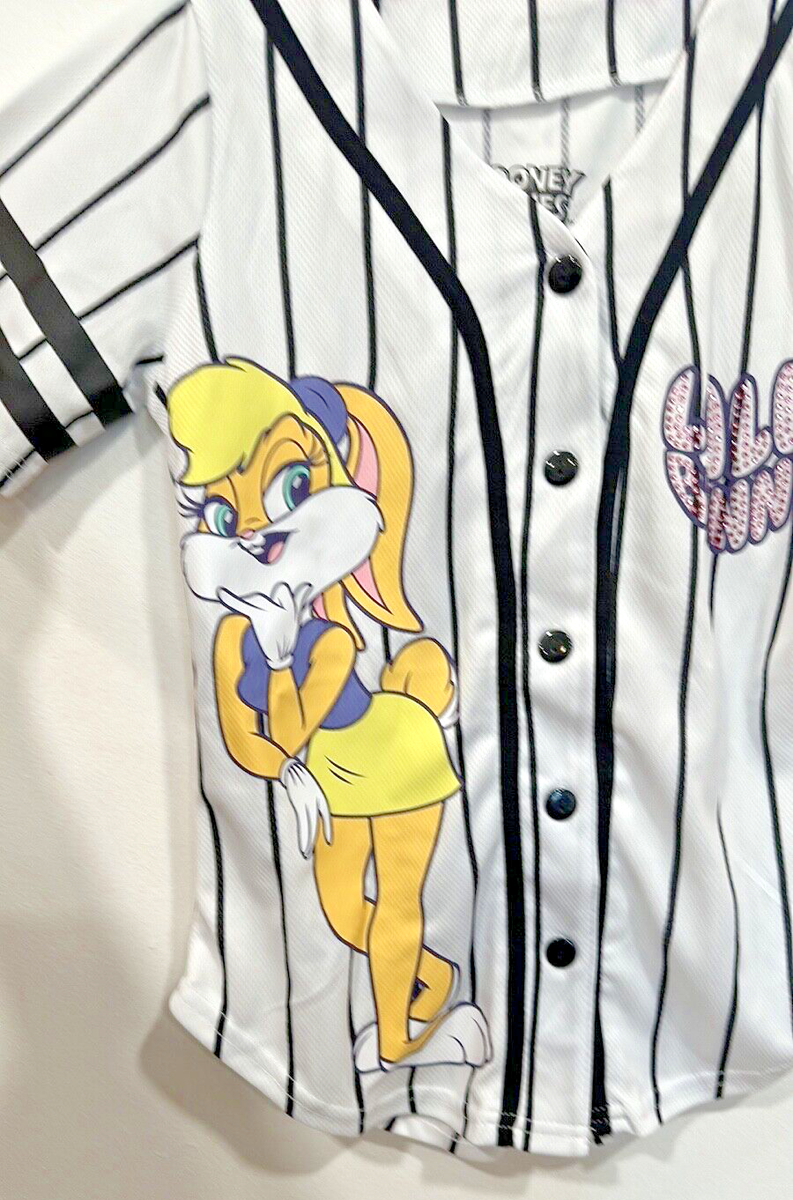 NWOT Lola Bunny Space Jam Looney Tunes Kids Baseball Jersey Shirt 7/8  Rhinestone