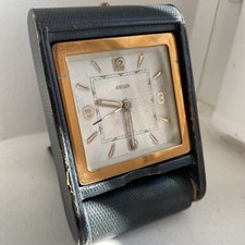 ANCIEN RÉVEIL PENDULETTE DE VOYAGE JAEGER 8 JOURS SWISS 1950 LEZARD COLONIES
