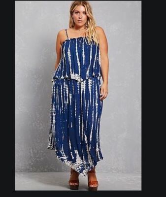 boho me tie dye maxi dress BOHO ME Cover Up Wovens Blue Maxi Dress Size S main image 1
