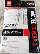 NEW SAS Safety 6892 Painters Hooded Coverall, Gen-Nex, White, Size 4XL