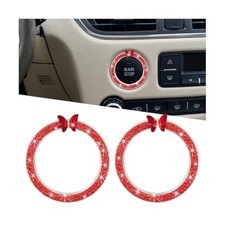 2PCS Bling Butterfly Car Engine Push Start Button Decoration Ring, Glitter Red