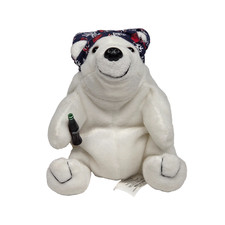 Vintage Coca Cola 1998 Bean Bag Plush Polar Bear in Coca Cola Hat 6 Inch
