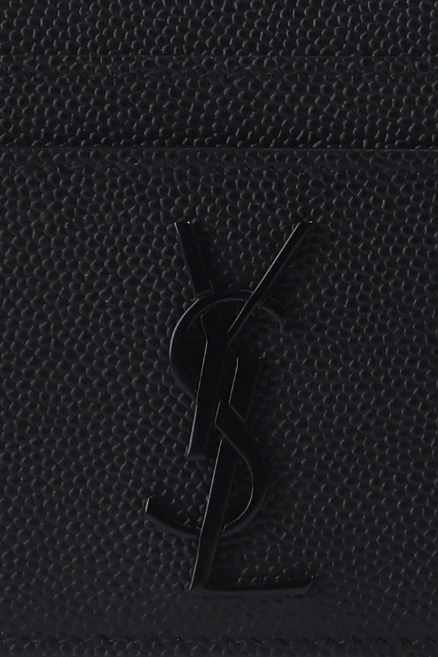 Saint Laurent YSL Monogram Card Case In Grained Leather All Black - Image 3 of 4