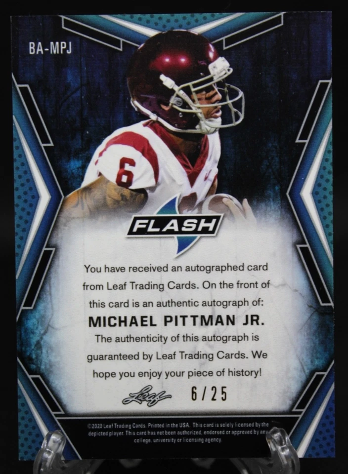 2020 Leaf Flash Michael Pittman Jr Purple Sparkle 6/25 Trojans Colts #BA-MPJ - Image 2 of 3