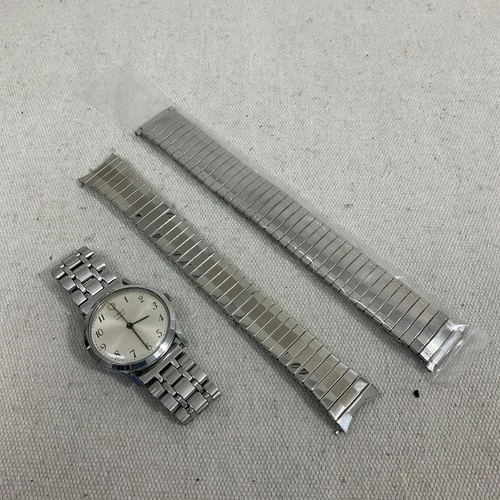 Vintage Timex M Cell Mens Watch 100% Stainless Steel w/ 2 Additional Watch Bands