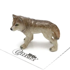 Little Critterz - Wolf "Timber" Home Decor Animal - Miniature Porcelain Figurine