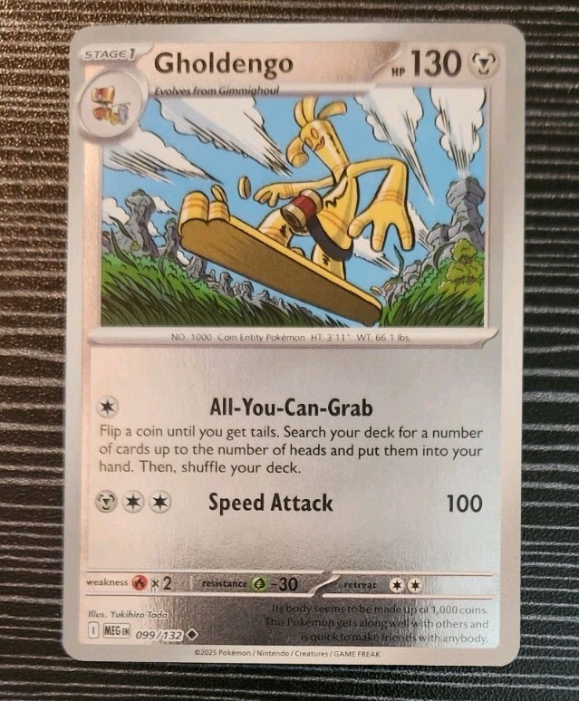 Pokémon- Gholdengo 099/132- Reverse Holo Card- Mega Evolution