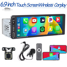 Single Din 6.9 Touch Screen Stereo Bluetooth Radio Car Apple/Android Carplay GPS