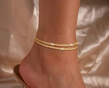 Robaice Gold Glitter Waterproof Adjustable Fashion Beach Anklet Bracelet Jewelry