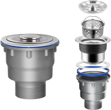 3-1/2    Kitchen Sink Drain Assembly Kit 304 Stainless Steel Sink Strainer Drain