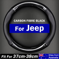 For Jeep Sport Carbon Fiber Black Car Steering Wheel Cover w/ Rubber Inner Ring