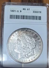 WPCoins ~ 1891-S ANACS Morgan Dollar MS-61