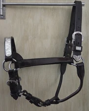 HARRIS LEATHER WORKS STERLING SILVER SHOW HALTER / FULL HORSE HEADSTALL