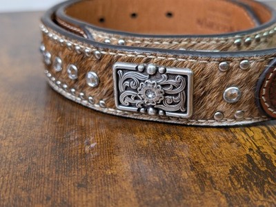 Ceinture Homme En Cuir Marron Style Western Avec Concho 38mm Et Boucle