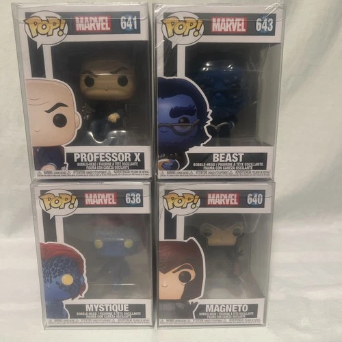 *Vaulted* X-Men: Mystique Magneto Professor X & Beast Funko Pop! Lot+Protectors!
