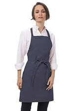 Unisex Two Patch Pocket Bib Apron One Size Navy