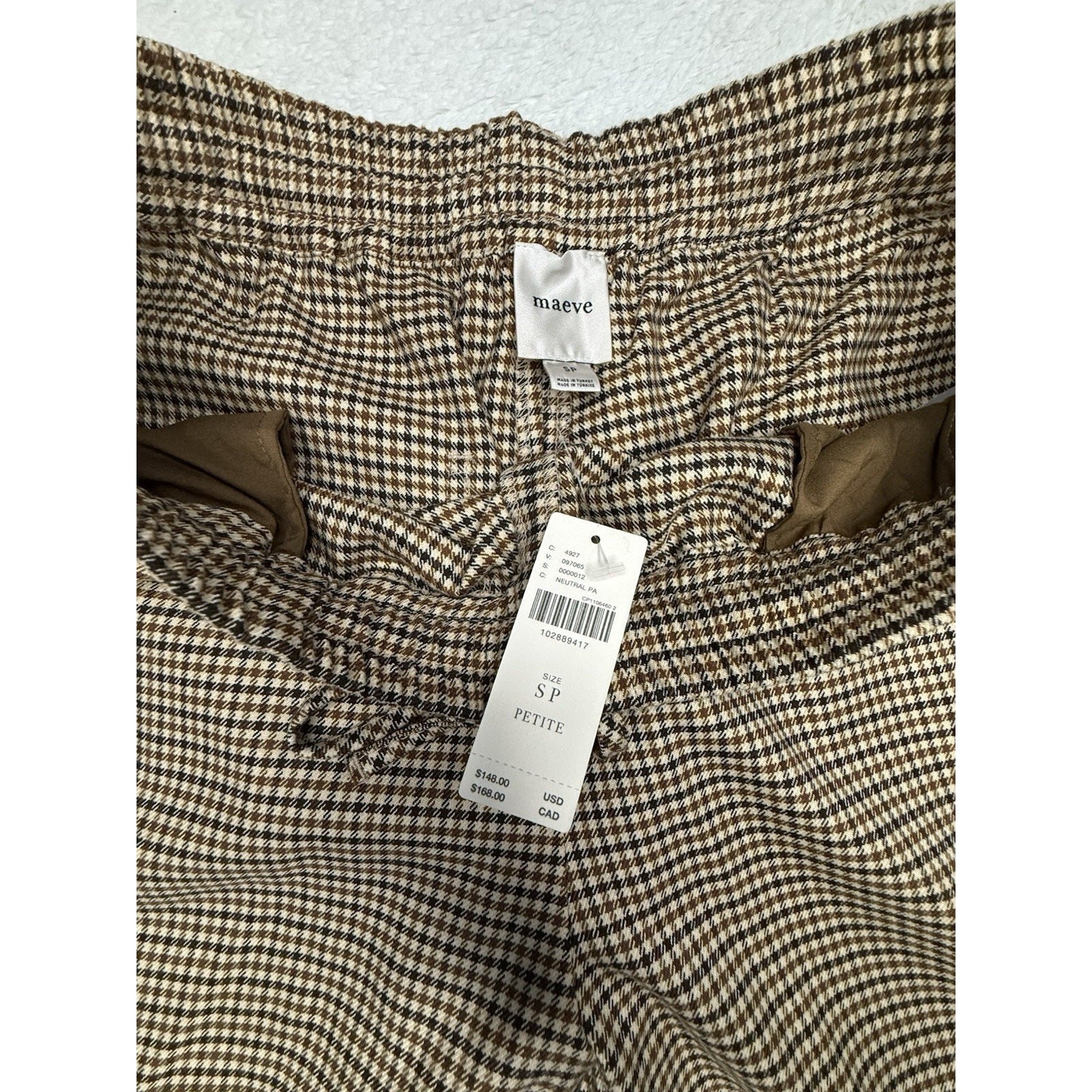 NWT Maeve Anthropologie Petites Houndstooth Wide Leg Pants Trousers Small image 3