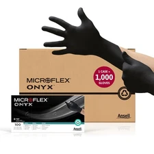Microflex Onyx Small Black Nitrile Gloves 1000 Count Disposable Exam Gloves