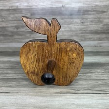 Vintage Wooden Apple Peg Hook Wall Hanging Country Rustic Cottage Birch Mahogany