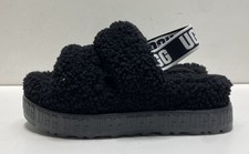 UGG Fluff Yeah Slide Black Sheepskin Platform Sandals Women's Size 7