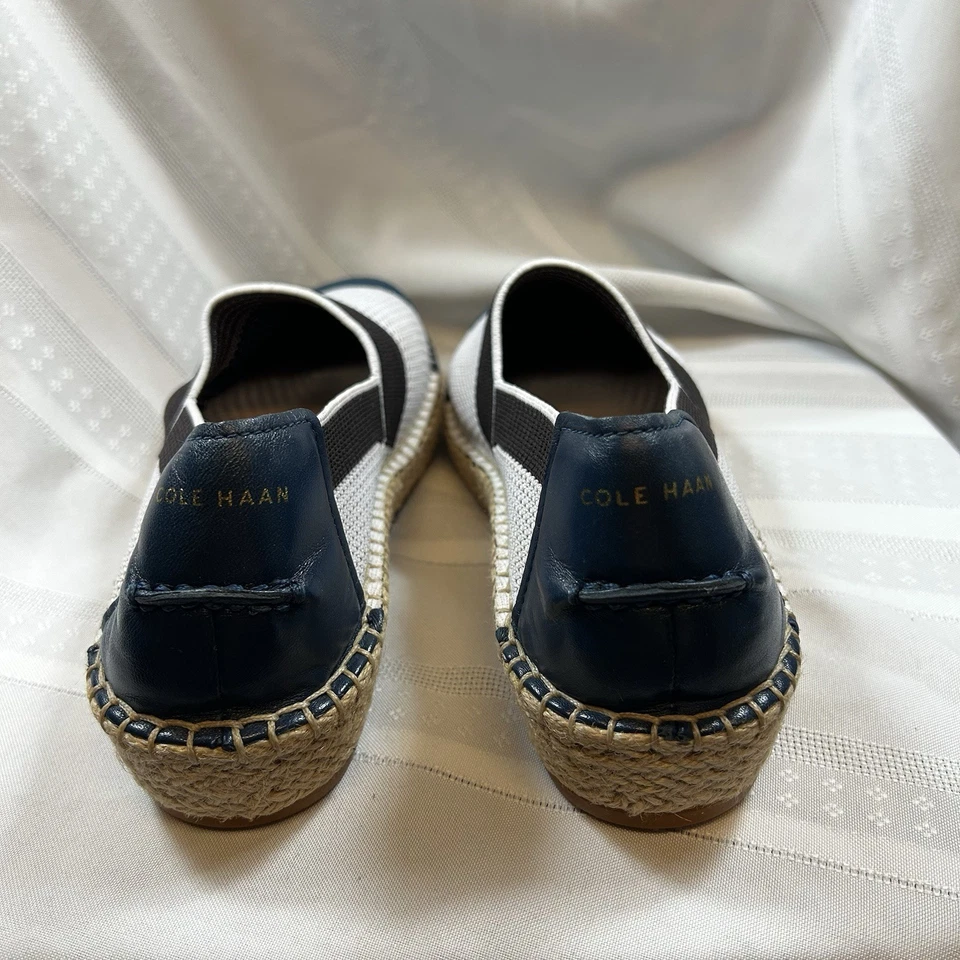 Cole Haan Womens Cloudfeel Espadrille 9B Slip-On Navy White Preppy Nautical - Image 3 of 4