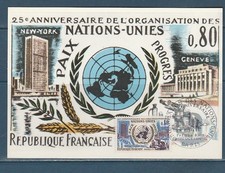 carte  1er jour  25e anniversaire des Nations Unies 75 paris   1970