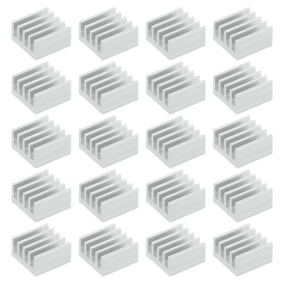20x Kühlkörper 9x9x5mm Alu mit therm. blauem Aufkleber weiß - Bild 1 von 4