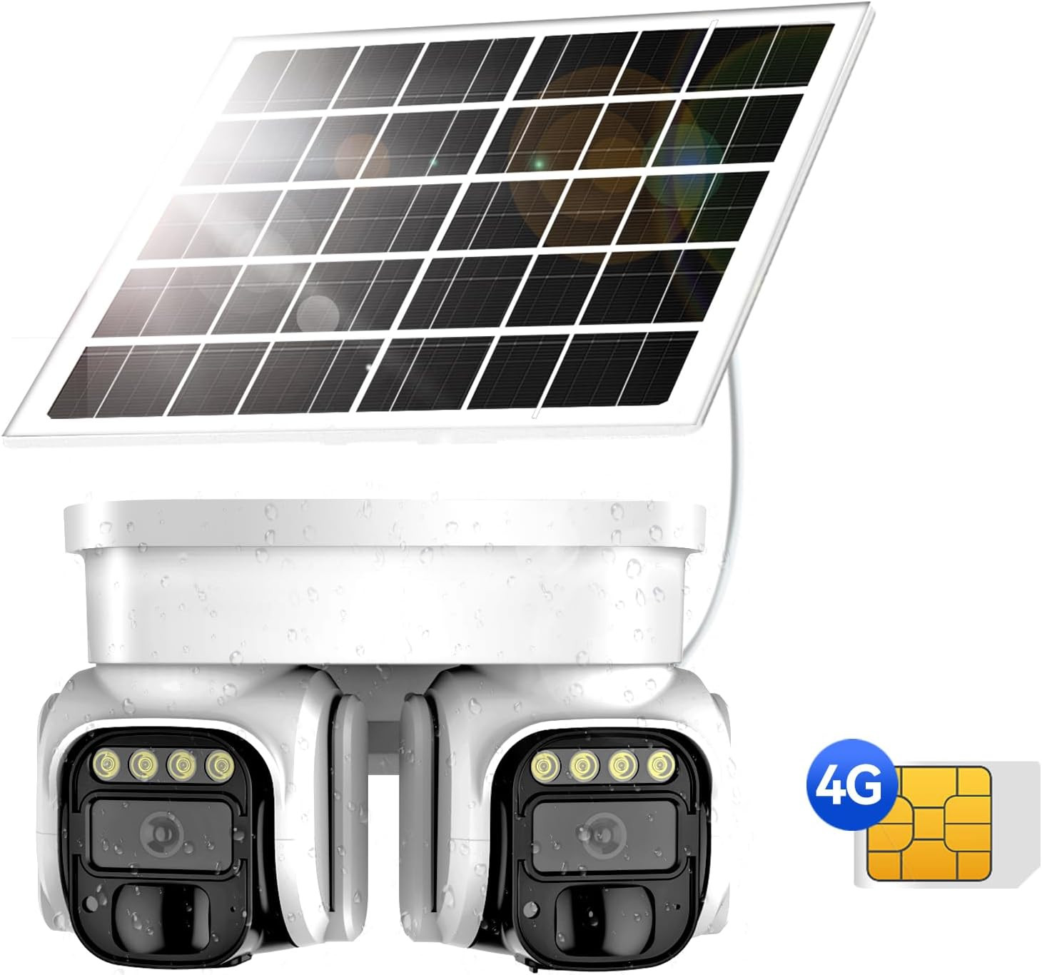 4G LTE Solar Security Camera with Dual Lens 360° View in Modern Minimalist White Design