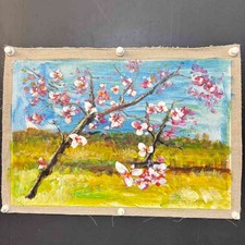 Chinese Hand Painted Canva Oil Painting Plum Blossom By Zhou Chunya 周春芽 19510 Chinese Hand Painted Canva Oil Painting Plum Blossom By Zhou Chunya 周春芽 19510 - Image 1