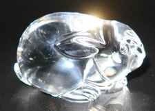 Stueben Glass BUNNY RABBIT Hand Cooler, Paperweight, Figurine, 2 3/4" Long