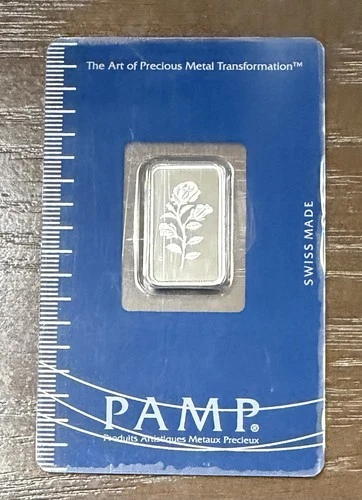 PAMP Suisse ROSE BAR .999 SILVER 5 g ROSA Art Bullion Sealed in Assay #B001979