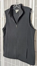 L L Bean Large Black Soft Fleece Vest  259068 Zipper Cold Weather Outdoors Fall