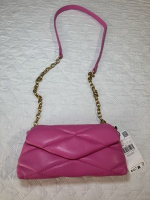 Mango Pink Quilted Small Shoulder Bag Gold Chain Strap Women Designer