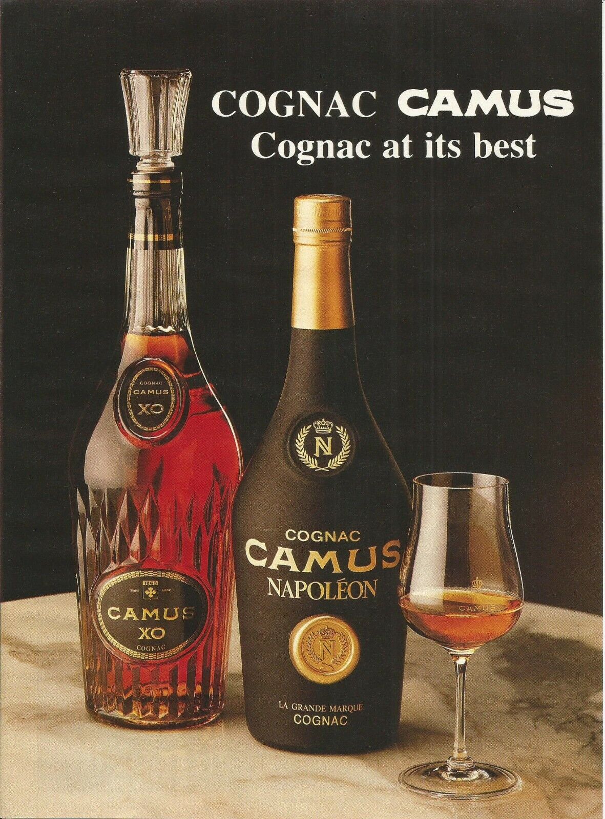 COGNAC CAMUS XO & Napoleon - 1987 Vintage Print Ad