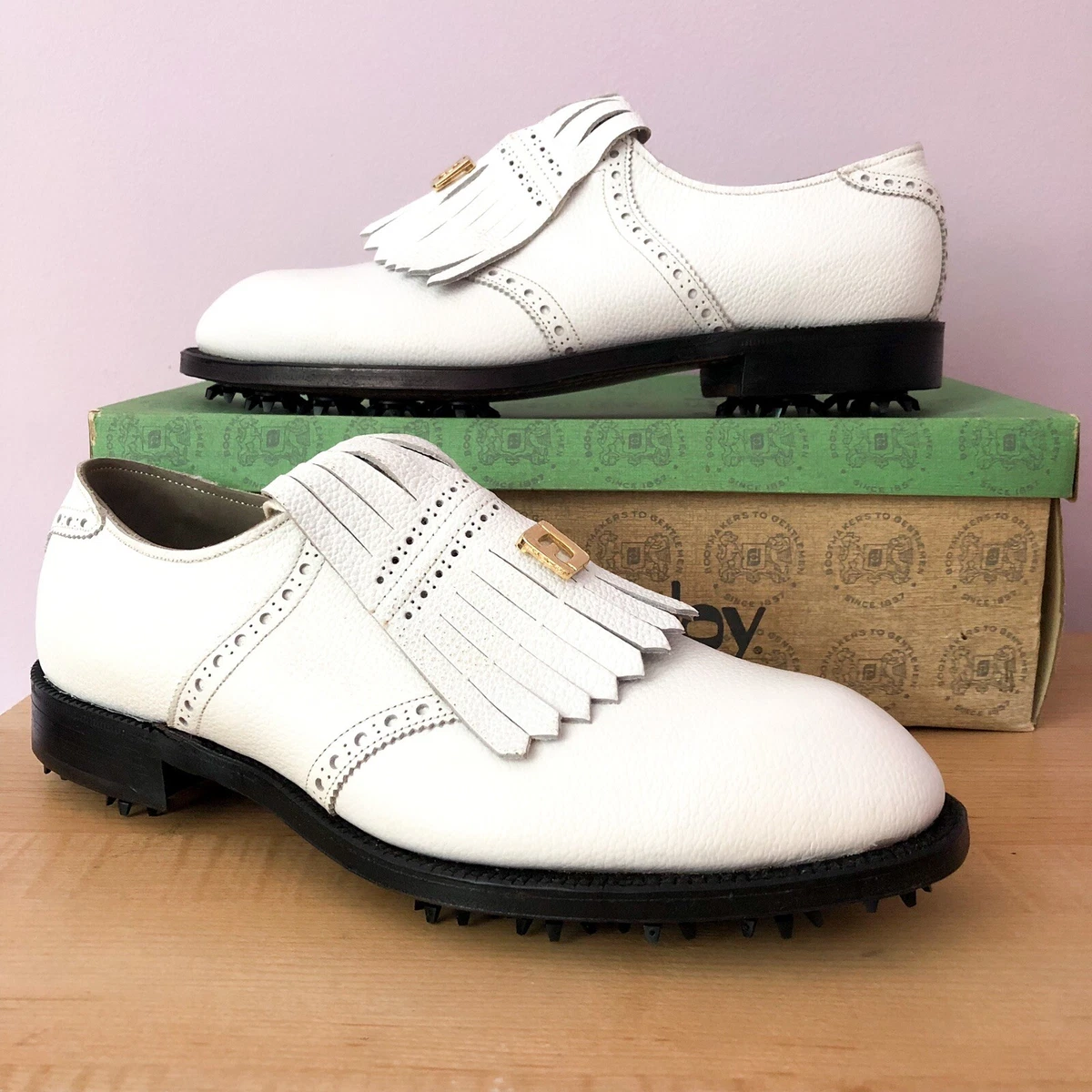 New Footjoy Classics White Pebble Leather Detachable Kiltie Golf Shoes  Men'S 9D | Ebay