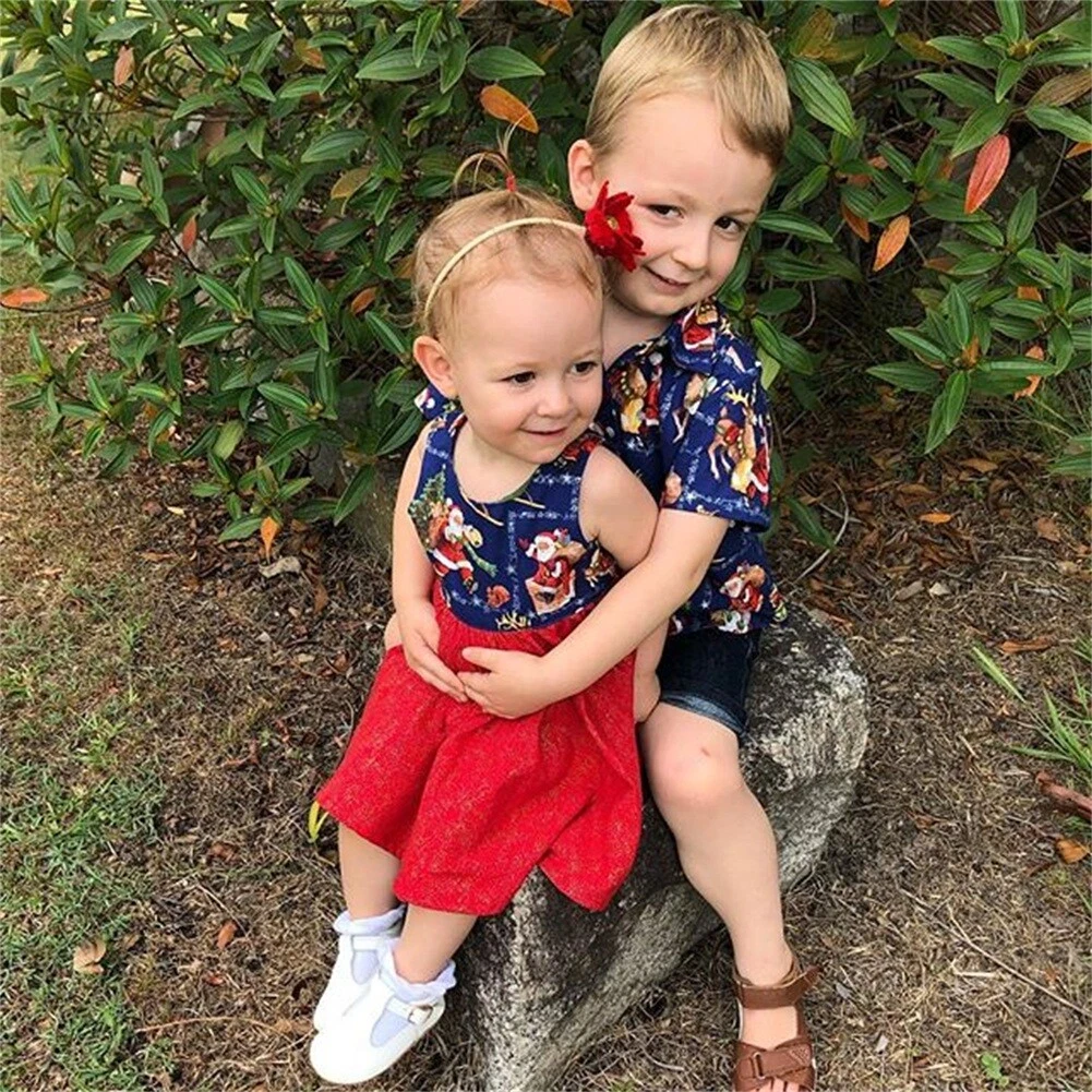 Boy and girl top matching christmas outfits