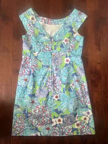 Lilly Pulitzer Allura Worth Blue May Flowers Cap Sleeve Sheath Dress Size 8 - Picture 3 of 7