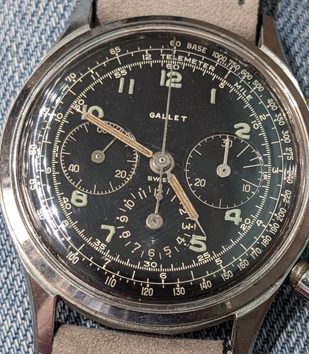 GALLET VINTAGE " JIM CLARK" CHRONO BLK DIAL "NICE" - Picture 3 of 13