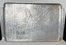 Artist Arthur Armour Art Deco Hammered Aluminum Tray - Butterfly and Dogwood VTG