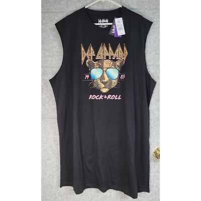 Def Leppard Rock N' Roll Graphic Sleeveless Long T Shirt Mens XXL / Womens Dress