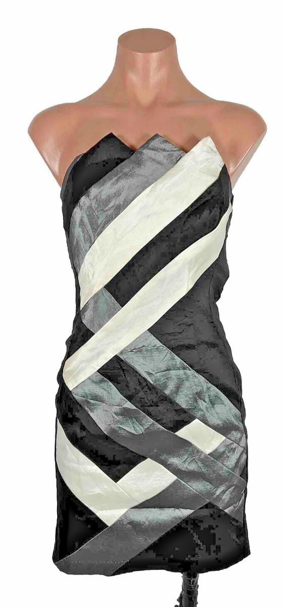 Vintage y2k 90s Black Silver Shell Top Dress Mini 6 Prom Cocktail