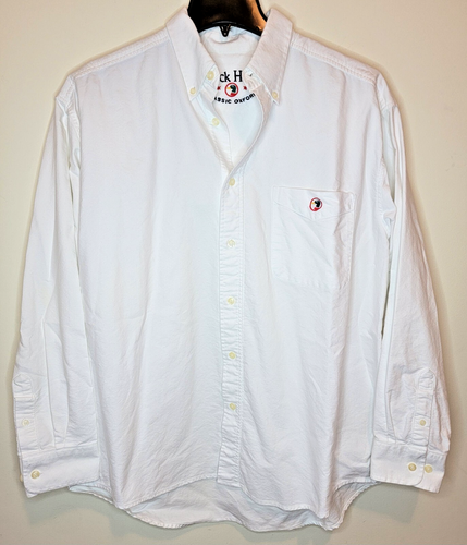 Duck Head Classic Oxford Men's Large White Button Up Shirt Duck Embroidery