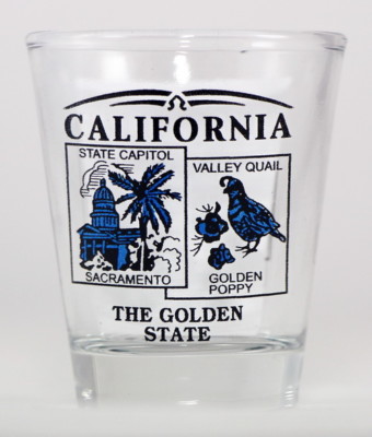 CALIFORNIA STATE SCENERY BLUE NEW SHOT GLASS SHOTGLASS