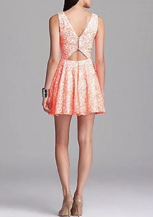guess neon dress NWT $108 GUESS Fit & Flare Lace Afterglow Dress White Neon Orange Dance Sz L New