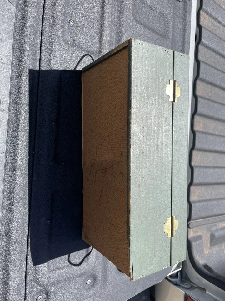 Caja de almacenamiento vintage de madera auténtica GI Joe años 60 verde militar Foto 4 de 4