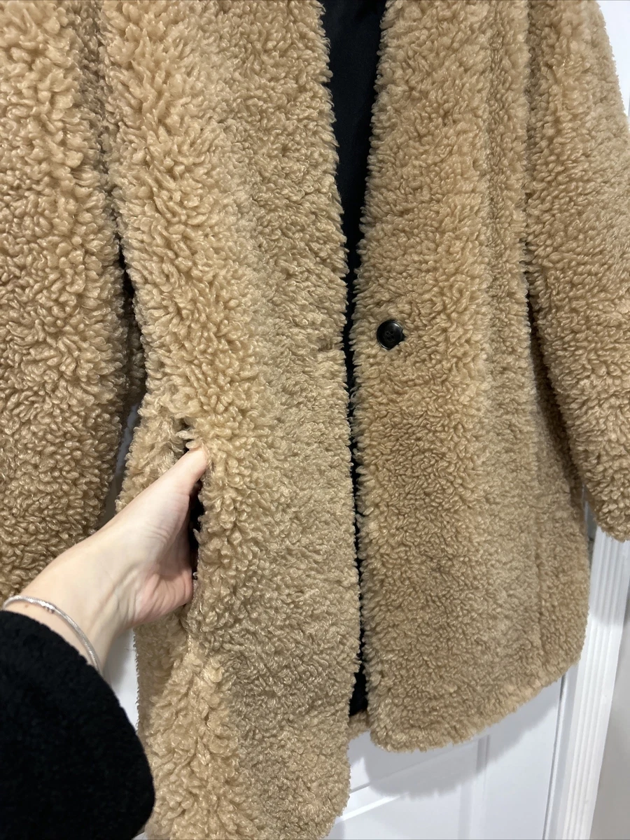 Zara beige 2025 faux fur coat