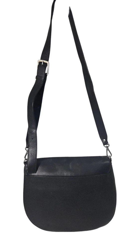 Bandolera Treasure & Bond Bolso de Hombro de Cuero Negro Cartera Solapa Frontal Bloqueo a Presión Foto 2 de 4